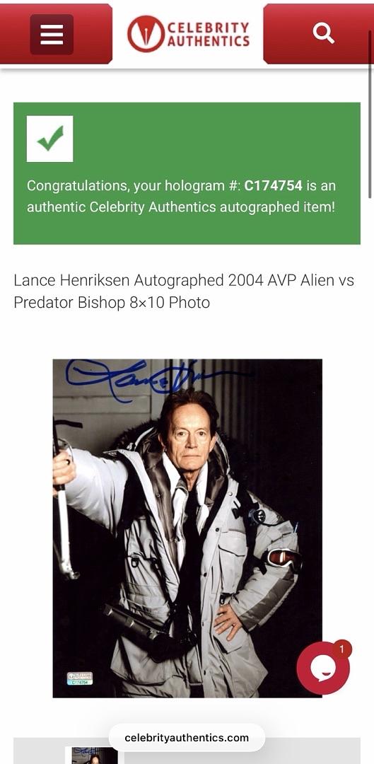Lance Henriksen Signed 8x10 Photo (Aliens) - Celebrity Authentics