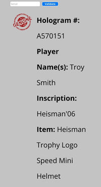 Troy Smith (Ohio State) signed Heisman mini-helmet - Schwartz COA