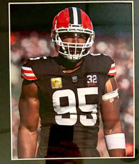 Myles Garrett 34x42 signed framed Browns Jersey - Beckett COA