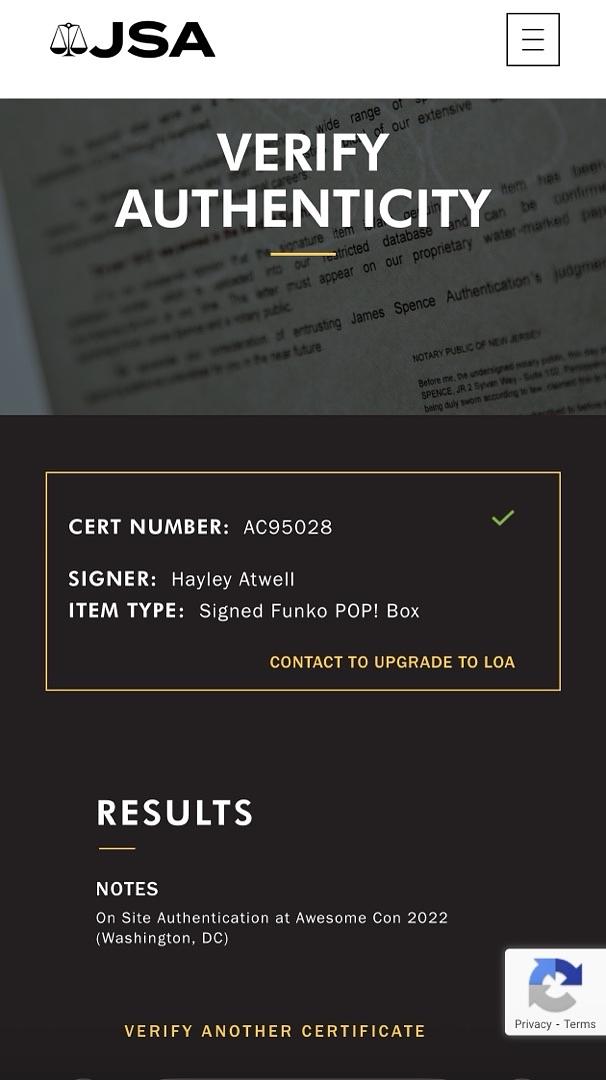 Hayley Atwell Signed "Agent Carter" Funko #102 - Beckett COA