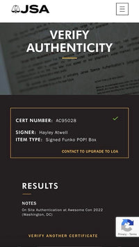 Hayley Atwell Signed "Agent Carter" Funko #102 - Beckett COA