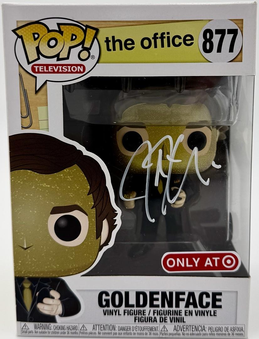 John Krasinski Signed Funko Pop #877 Goldenface Jim "Threat Level Midnight" (The Office)  - Beckett COA