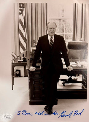 Gerald Ford signed, inscribed 8x10 - JSA COA