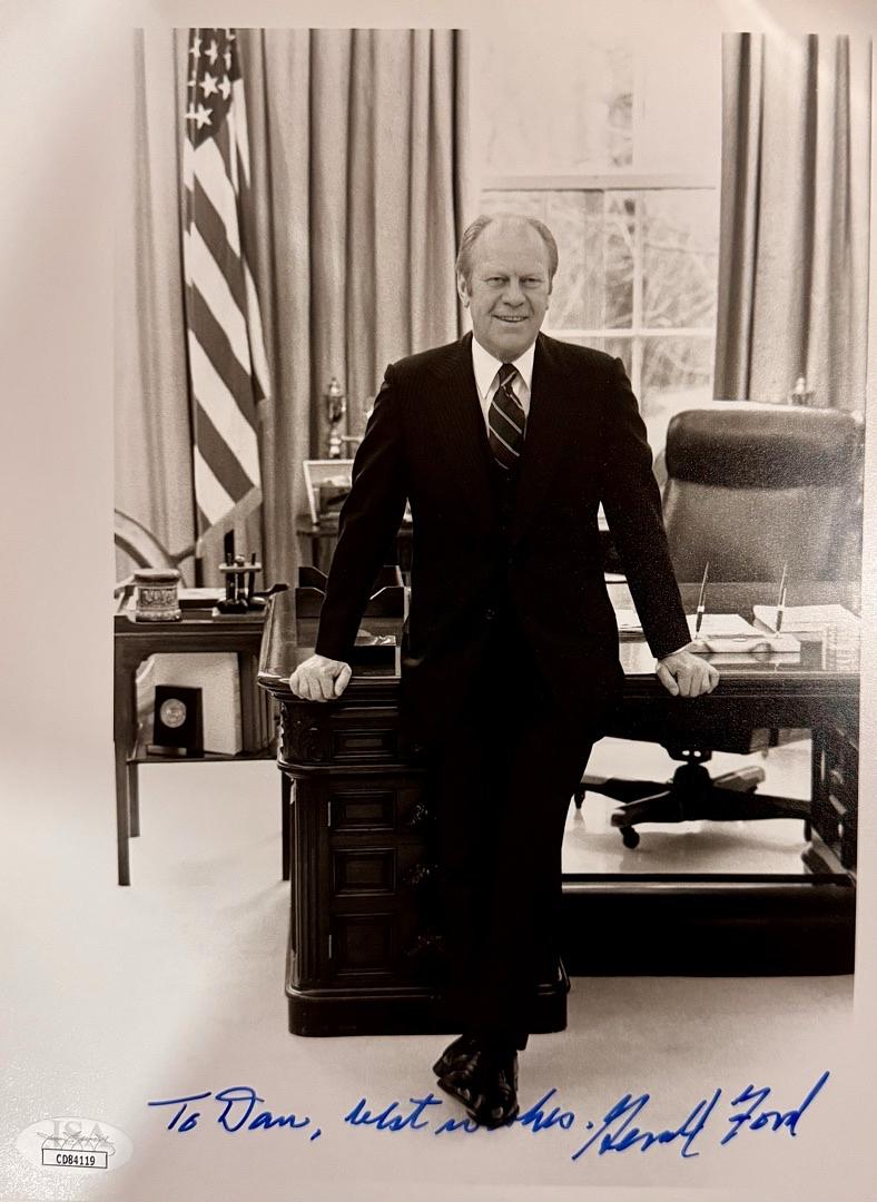 Gerald Ford signed, inscribed 8x10 - JSA COA
