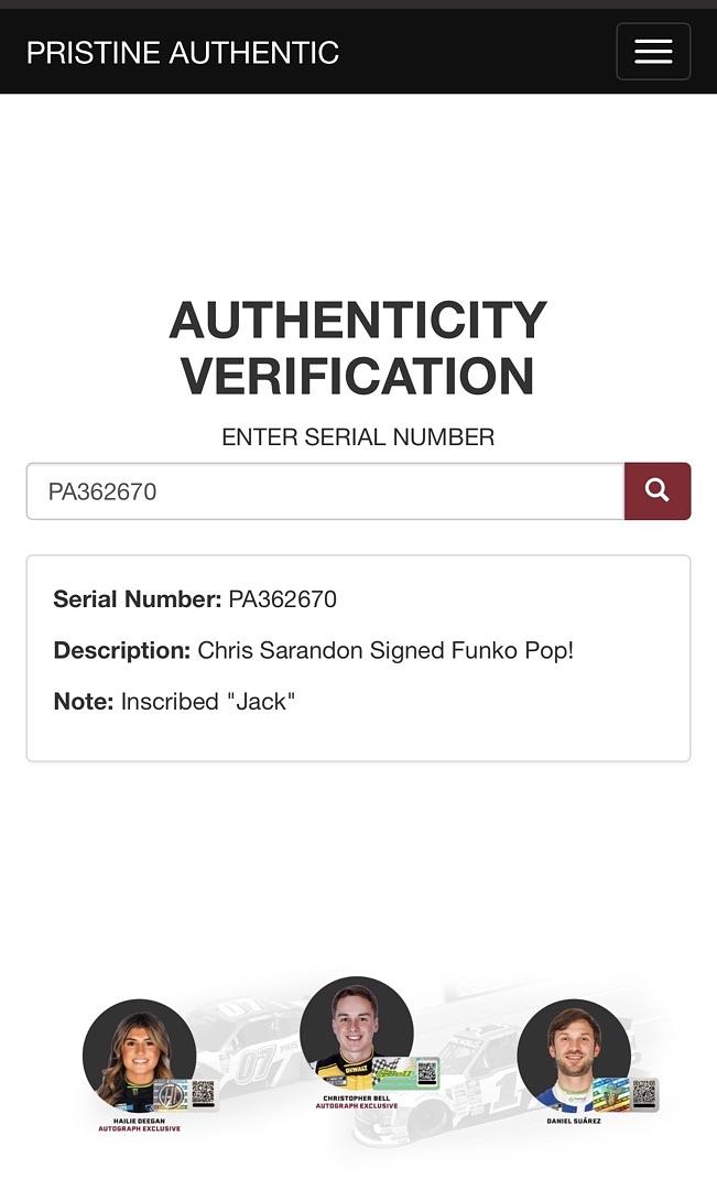 Chris Sarandon Signed Funko Pop #1604 Jack Skellington (Nightmare Before Christmas) w/character name - Pristine COA