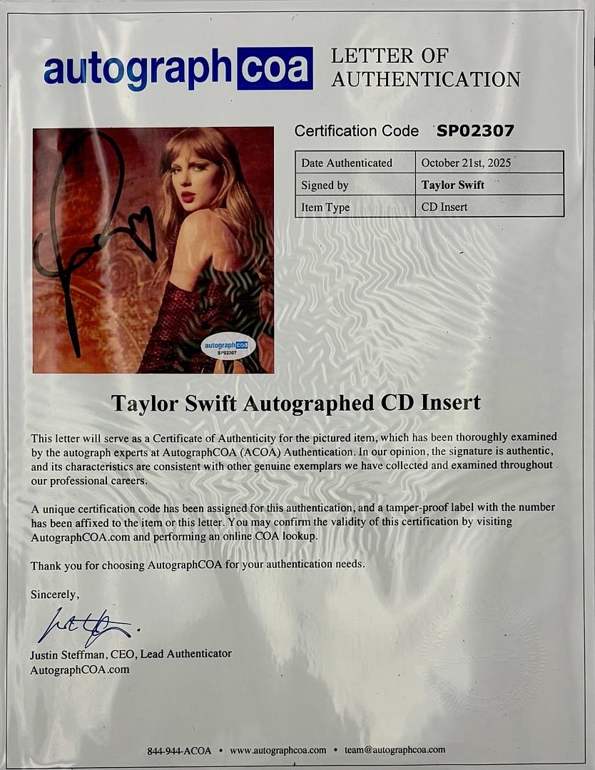Taylor Swift Splinter Pattern Taylor Swift Custom Framed & Signed CD Insert (The Life if a Showgirl ...