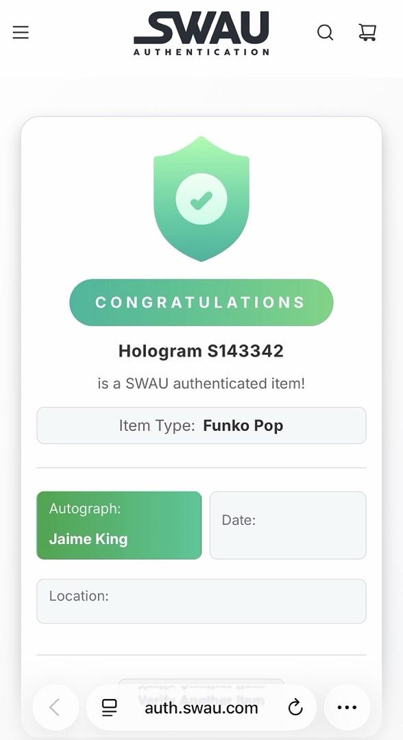 Jaime King signed Funko #303 (Star Wars) - SWAU COA