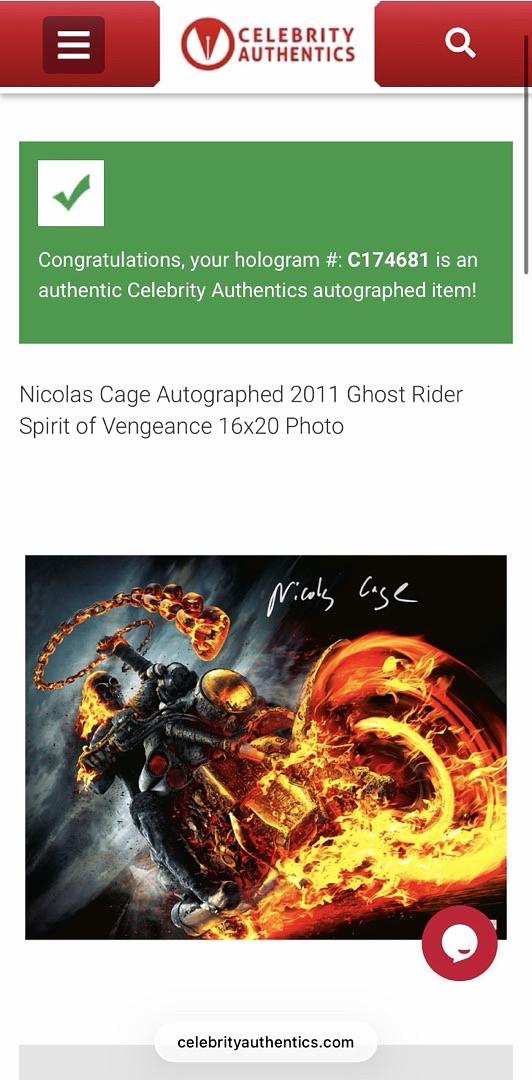 Nicholas Cage 16x20 (Ghost Rider) - Celebrity Authentics COA