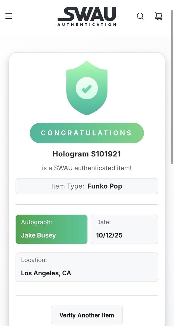 Jake Busey signed "Murray" Funko #1543 (Stranger Things) - SWAU COA