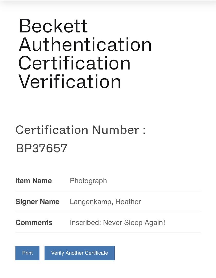 Heather Langenkamp (Nightmare on Elm Street) signed 8x10 - Beckett COA