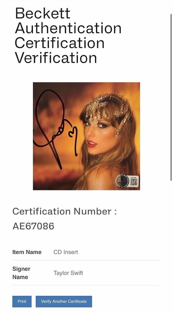 Taylor Swift matted, signed "Life of a Showgirl" CD Insert Photo 1 - Beckett COA