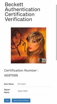Taylor Swift matted, signed "Life of a Showgirl" CD Insert Photo 1 - Beckett COA