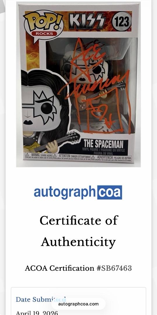 Ace Frehley Signed Funko Pop #123 "The Spaceman" (KISS) - ACOA COA