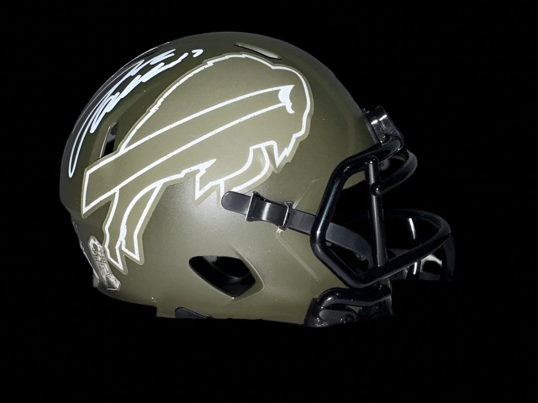 Josh Allen (Bills) signed Salute to Service mini-helmet - Beckett COA