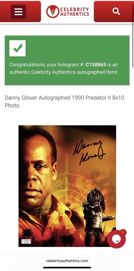 Danny Glover Signed 8x10 Photo (Predator) - Celebrity Authentics