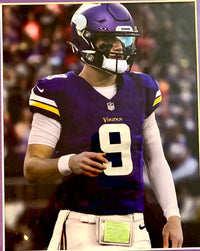 J.J. McCarthy 34x42 signed framed Vikings Jersey - Beckett COA