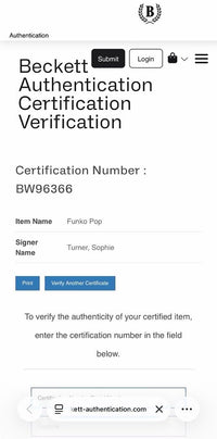 Sophie Turner signed "Sansa Stark" Funko #28 (Game of Thrones) - *RARE* Beckett COA
