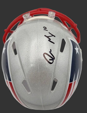 Drake Maye Under Wraps Signed Patriots Mini Helmet  - Fanatics COA