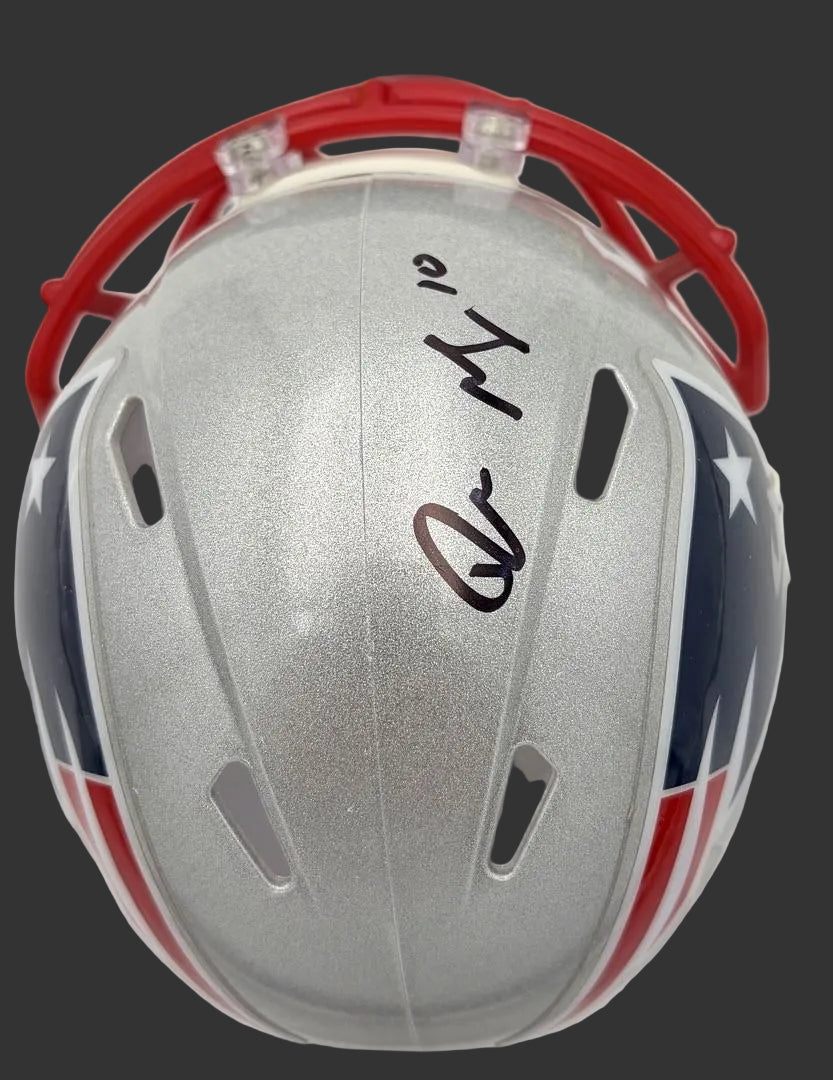 Drake Maye Under Wraps Signed Patriots Mini Helmet  - Fanatics COA