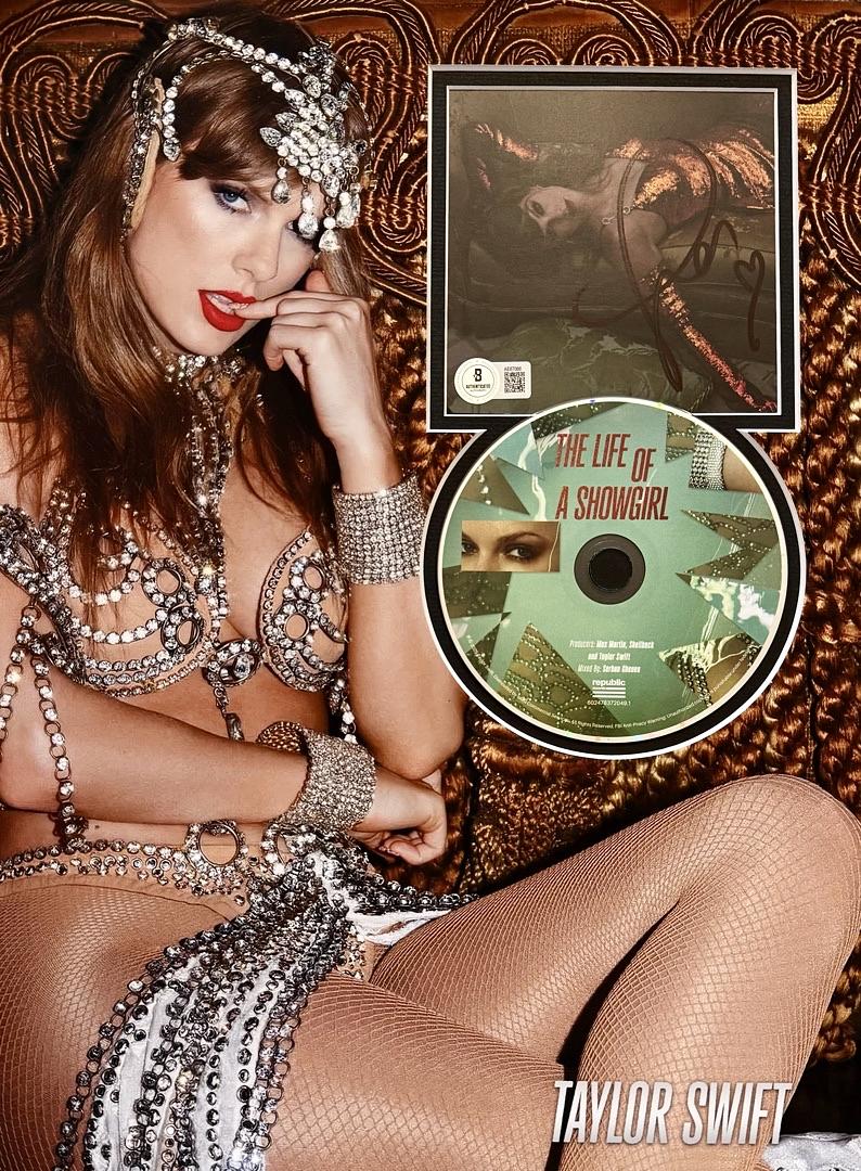 Taylor Swift matted, signed "Life of a Showgirl" CD Insert Photo 2 - Beckett COA