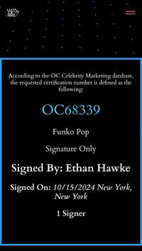 Ethan Hawke Signed Funko Pop #1489 "The Grabber" (Black Phone) - OC Celebrity Marketing