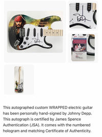 Johnny Depp Signed Guitar Pirates Of The Caribbean *VERY RARE* - JSA COA