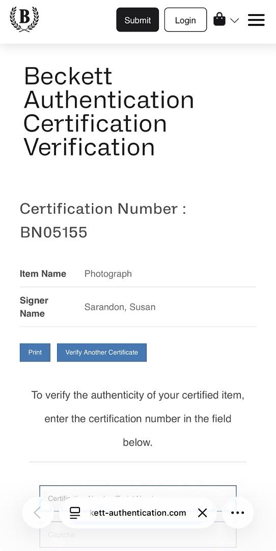 Susan Sarandon Signed 8x10 Photo (Stepmom) - Beckett COA