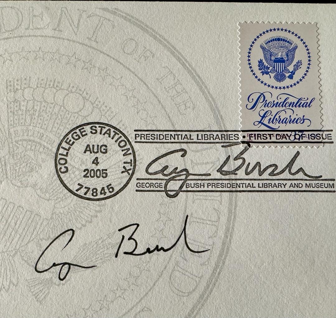 George Bush signed First Day Cover for Presidential Library - Bush Presidential Library COA
