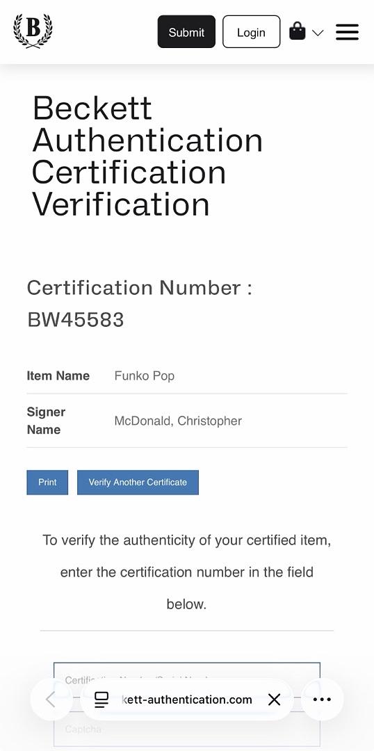 Christopher McDonald signed "Shooter McGavin" signed Funko #2009 (Happy Gilmore) - Beckett COA
