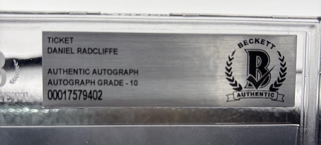 Daniel Radcliffe Encapsulated, Signed & Graded 10 Replica Hogwarts Train Ticket - Beckett