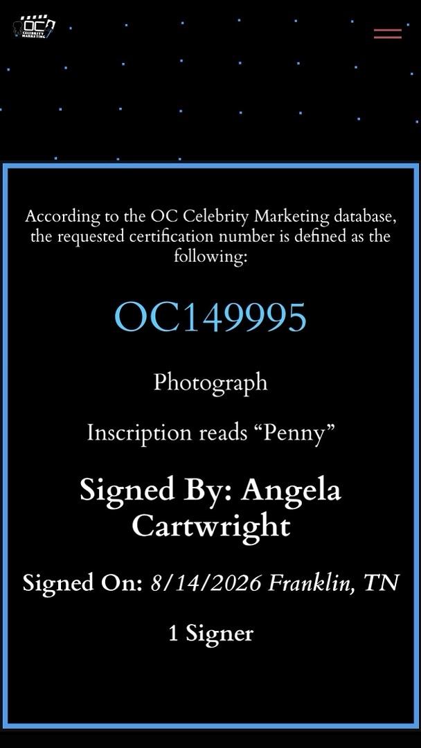 Angela Cartwright Signed 8x10 Photo (Lost In Space) - OC Celebrity Marketing