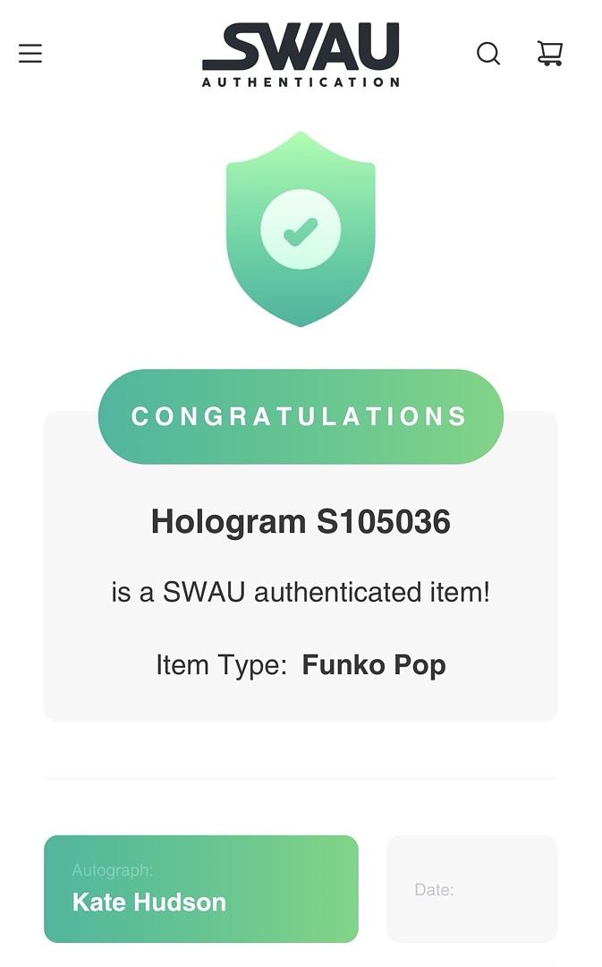 Kate Hudson signed Funko #1873 "Almost Famous" *RARE* - SWAU COA