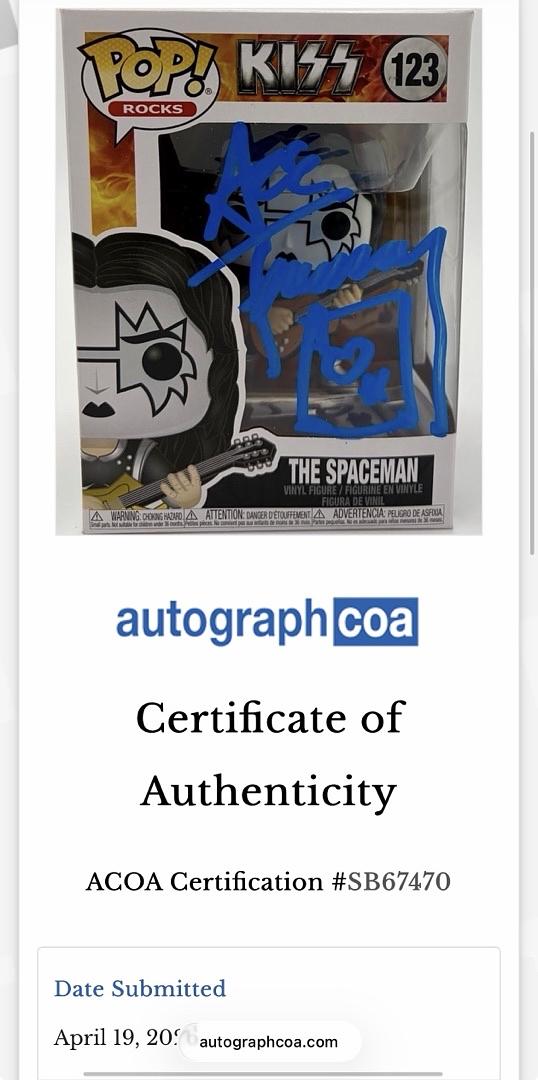 Ace Frehley Signed Funko Pop #123 "The Spaceman" (KISS) - ACOA COA