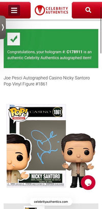 Joe Pesci Signed "Nicky Santoro" Funko #1861 (Casino) - Celebrity Authentics COA