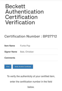 Christian Bale Signed Funko Pop #144 (Batman)  - Beckett COA