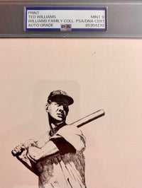 Ted Williams (Red Sox) signed 8.5x11 Print Graded Mint 9 - PSA Encapsulated