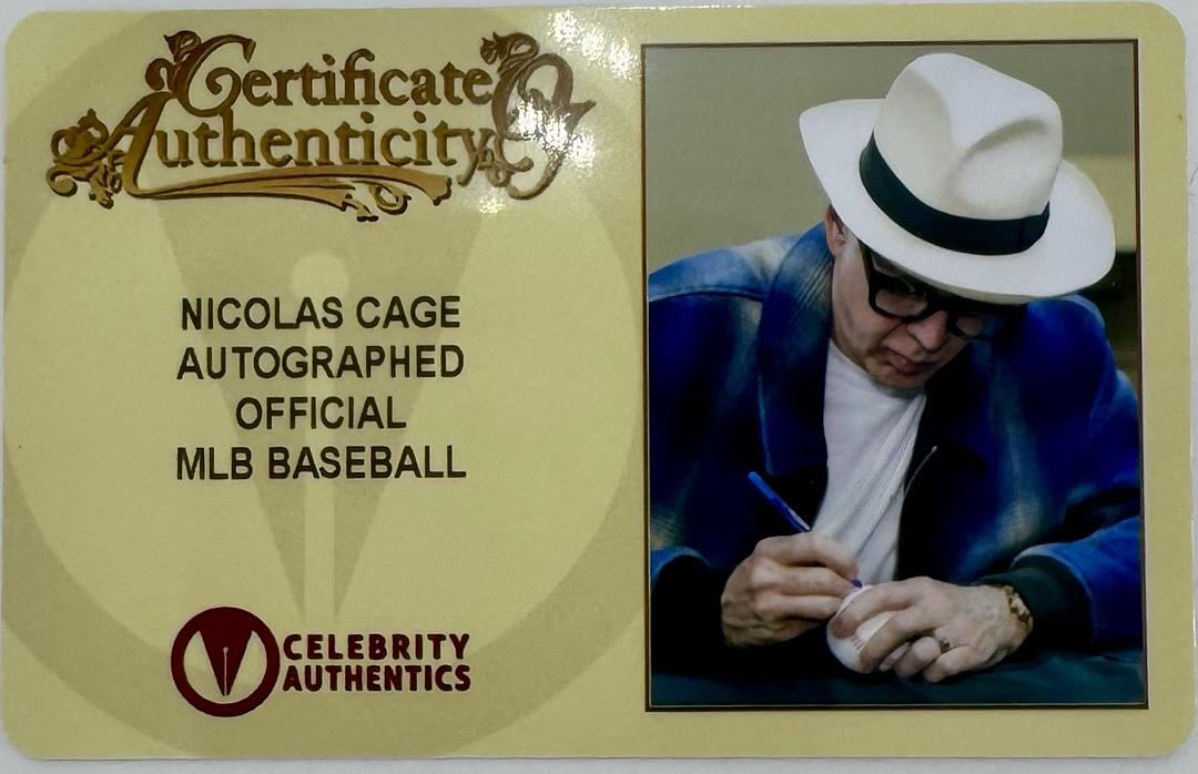 Nicholas Cage signed baseball *RARE* - Celebrity Authentics