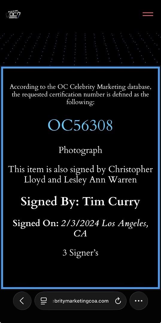 Tim Curry Christopher Lloyd and Lesley Ann Warren signed "Clue" 11x17 - OC Celebrity Marketing