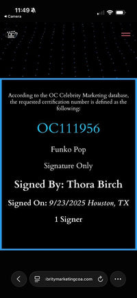 Thora Birch "Hocus Pocus" signed Funko #1069 - OC Celebrity Marketing