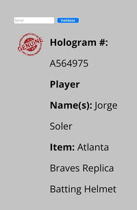 Jorge Soles (Braves) signed replica batting helmet - Schwartz COA