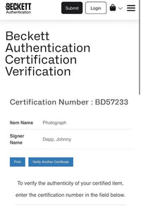 Johnny Depp Signed 8x10 Photo (Pirates Of The Caribbean) - Beckett COA