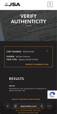 William Shatner Signed 11x17 Photo (Star Trek - The Final Frontier) - JSA COA