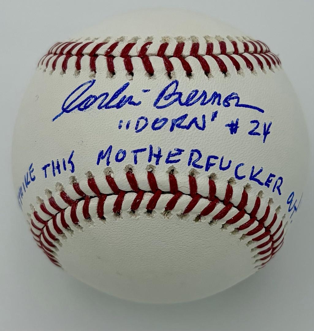 Corbin Bernsen signed ROMLB baseball w/character name & quote (Major League) - JSA COA