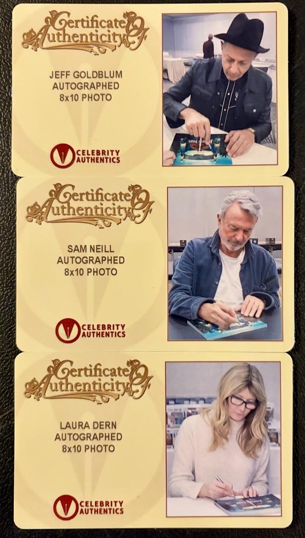 Sam Neill Laura Dern Jeff Goldblum Signed 8x10 (Jurassic World) -  Celebrity Authentics (Copy)