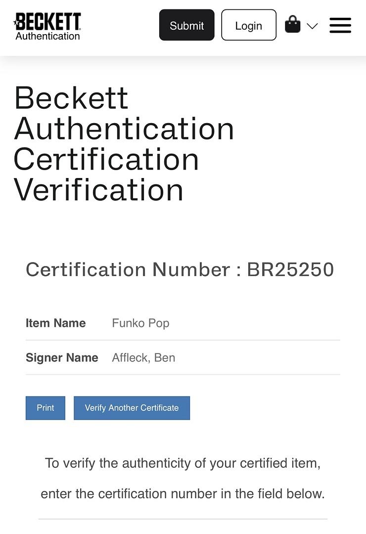 Ben Affleck signed "Batman" Funko #461 (Justice League) - Beckett COA