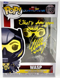 Evangeline Lilly Signed Funko Pop #1138 (Wasp Ant-Man w/quote & char name) - JSA COA