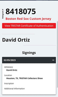David Ortiz Autographed Custom White Red Sox Jersey -  TriStar COA