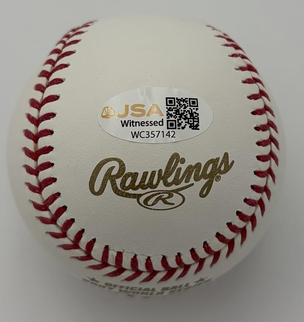 Jason Varitek signed 2007 World Series baseball w/inscription (Red Sox) - JSA COA