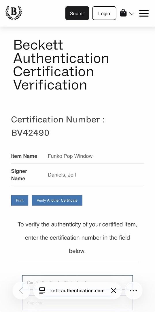 Jeff Daniels Signed Funko Pop #1044 "Ski Harry Dunne" (Dumb & Dumber) - Beckett COA