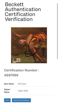 Taylor Swift matted, signed "Life of a Showgirl" CD Insert Photo 2 - Beckett COA